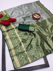 Charulata - Emerald Banarasi Silk Saree