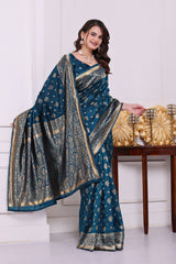 Rudrani Morepeach Banarasi silk saree
