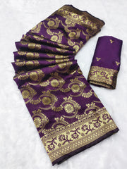 Kavyanshi – Wine Banarasi Silk Saree