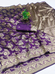 Kavyanshi – Wine Banarasi Silk Saree