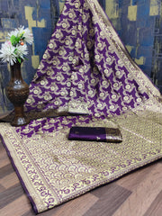 Kavyanshi – Wine Banarasi Silk Saree