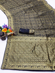 Vedhika – Black Banarasi Silk Saree with Golden Zari