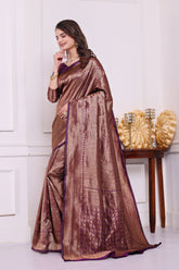Aarohi Wine Banarasi Silk Saree