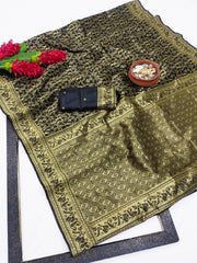 Vedhika – Black Banarasi Silk Saree with Golden Zari