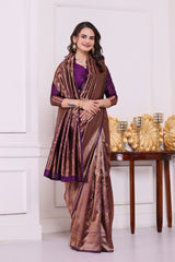 Aarohi Wine Banarasi Silk Saree