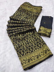 Vedhika – Black Banarasi Silk Saree with Golden Zari