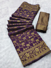 Ruhani – Elegant Plum Banarasi Silk Saree