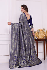 Chandrika N.blue Banarasi Silk Saree