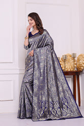 Chandrika N.blue Banarasi Silk Saree