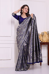 Chandrika N.blue Banarasi Silk Saree
