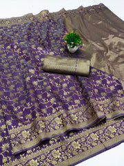 Ruhani – Elegant Plum Banarasi Silk Saree