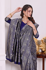 Chandrika N.blue Banarasi Silk Saree