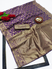 Ruhani – Elegant Plum Banarasi Silk Saree