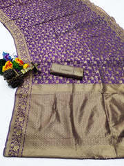 Ruhani – Elegant Plum Banarasi Silk Saree