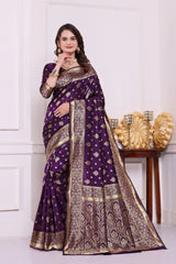 Rudrani Wine Banarasi silk saree
