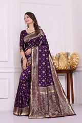 Rudrani Wine Banarasi silk saree