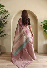 Amara – Brown Soft Banarasi Silk Saree with Floral Weave