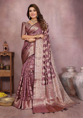 Sandhya Dusty Gajari Organza Silk Saree