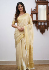 Sharini – Traditional Beige Soft Silk Saree with Refined Weaves