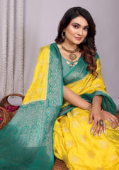 Pavitra Lemon Kanjivaram Silk Saree