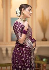 Pihu Wine Banarasi Silk Saree