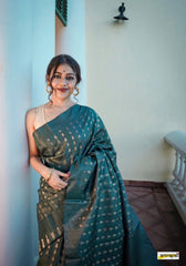 Khushi Teal Banarasi Silk Saree