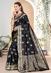 Yashika Black Banarasi Silk Saree