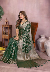 Sandhya Green Organza Silk Saree