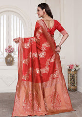Aura Red Banarasi Silk Saree