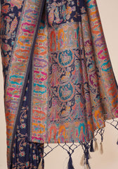 Tanirika – N.blue Naylon Sillk Saree with Vibrant Minakari Detailing