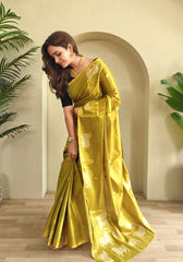 Varnika – Yellow Banarasi Soft Tissue Silk Saree of Subtle Charm