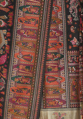 Rajlakshmi- Black Pashmina Saree With Innovative Blouse Piece