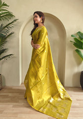 Varnika – Yellow Banarasi Soft Tissue Silk Saree of Subtle Charm