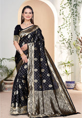 Yashika Black Banarasi Silk Saree