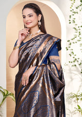 Nishaa N.blue Banarasi Silk saree