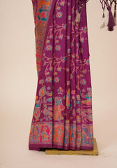 Tanirika – Wine Naylon Sillk Saree with Vibrant Minakari Detailing