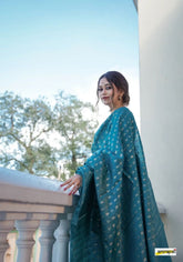 Khushi Teal Banarasi Silk Saree