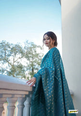 Khushi Teal Banarasi Silk Saree