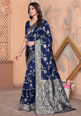 Palak N.blue Banarasi Silk Saree