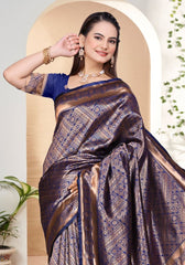 Nishaa N.blue Banarasi Silk saree