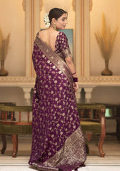 Pihu Wine Banarasi Silk Saree