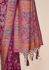 Tanirika – Wine Naylon Sillk Saree with Vibrant Minakari Detailing
