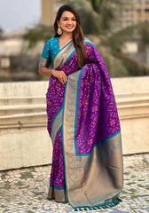 Jasmine Purple Banarasi silk saree