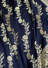Sharvitha – Deep Blue Satin Saree With Zari Work