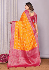 Pavitra Orange Kanjivaram Silk Saree