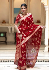 Radharani Red Banarasi Silk Saree