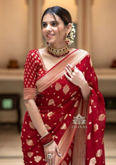 Radharani Red Banarasi Silk Saree