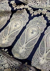 Sharvitha – Deep Blue Satin Saree With Zari Work