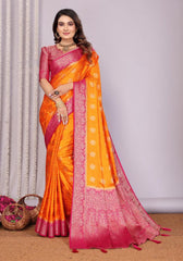 Pavitra Orange Kanjivaram Silk Saree