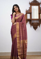 Sharini – Traditional Purple Soft Silk Saree with Refined Weaves